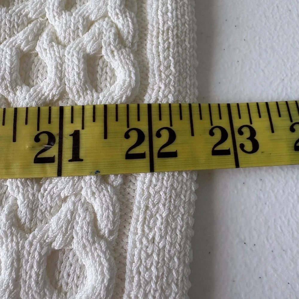 WHBM XL Ecru Top Cap Sleeves Cable Knit Design NWT Office Career Party Cruise - Picture 11 of 12